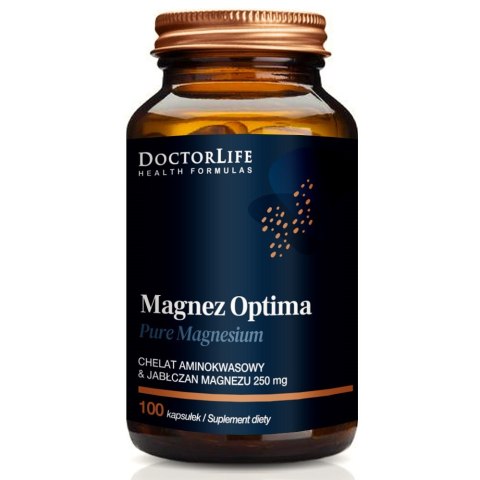 Doctor Life Magnez Optima chelat aminokwasowy i Jabłczan Magnezu 200mg suplement diety 100 kapsułek (P1)