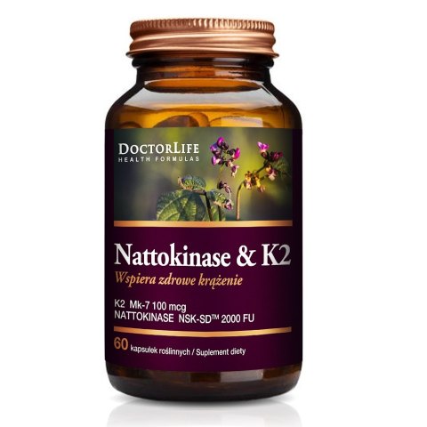 Doctor Life Nattokinase K2 Mk-7 100mcg wspiera zdrowe krążenie suplement diety 60 kapsułek (P1)