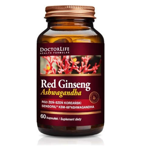 Doctor Life Red Ginseng Żeń-szeń + Ashwagandha Sensoril suplement diety 60 kapsułek (P1)