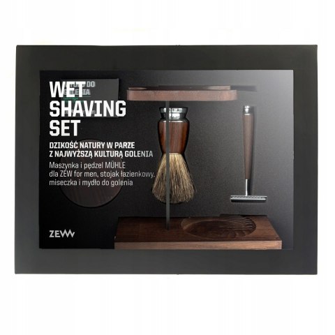 Zew For Men Wet Shaving zestaw maszynka do golenia + pędzel do golenia + miseczka + stojak na pędzel i maszynkę + mydło do golen