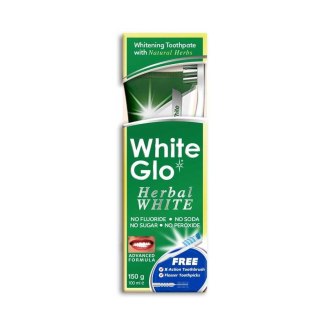 White Glo Herbal White Toothpaste wybielająca ziołowa pasta do zębów 100ml + szczoteczka do zębów (P1)