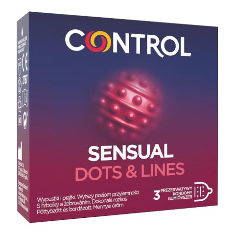 Control Sensual Dots Lines prezerwatywy prążkowane z wypustkami 3szt. (P1)