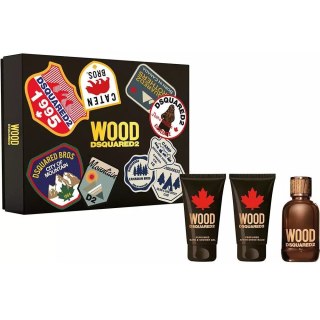 Dsquared2 Wood Pour Homme zestaw woda toaletowa spray 50ml + żel pod prysznic 50ml + balsam po goleniu 50ml (P1)