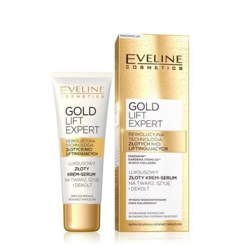 Eveline Cosmetics Gold Lift Expert luksusowy złoty krem-serum na twarz szyję i dekolt dla skóry dojrzałej 40ml (P1)