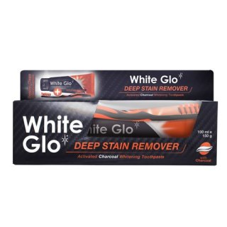 White Glo Charcoal Deep Stain Remover wybielająca pasta do zębów z aktywnym węglem 100ml + szczoteczka (P1)