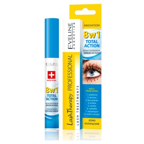 Eveline Cosmetics Lash Therapy Professional 8w1 Total Action skoncentrowane serum do rzęs 10ml (P1)