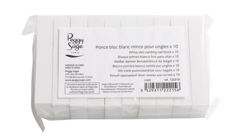 Peggy Sage White Slim Sanding Nail Block cienki blok polerski do paznokci biały 10szt (P1)