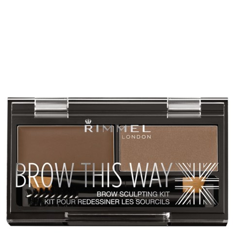 Rimmel Brow This Way Brow Sculpting Kit zestaw do konturowania brwi 002 Medium Brown 1.3g (P1)