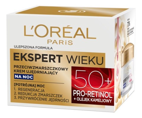 L'Oreal Paris Ekspert Wieku 50+ przeciwzmarszczkowy krem ujędrniający na noc 50ml (P1)