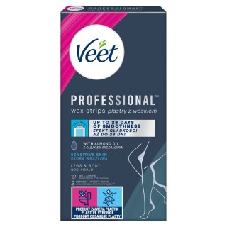 Veet Professional plastry z woskiem skóra wrażliwa 12szt (P1)