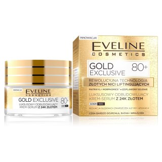 Eveline Cosmetics Gold Exclusive 80+ luksusowy odbudowujący krem-serum z 24k złotem 50ml (P1)