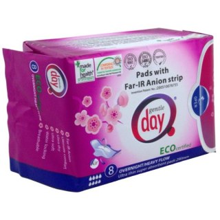 Gentle Day Pads With Far-IR Anion Strip podpaski higieniczne na noc z paskiem anionowym eco 8szt (P1)