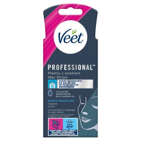 Veet Professional plastry z woskiem skóra wrażliwa 20szt (P1)