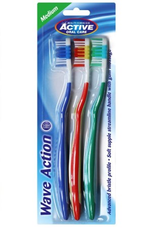 Active Oral Care Wave Action szczoteczki do zębów Medium 3szt. (P1)