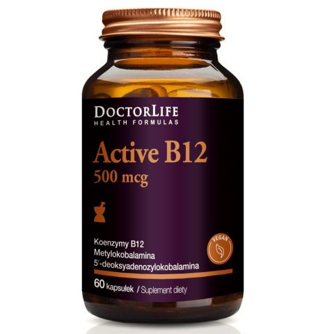 Doctor Life Active B12 aktywna witamina B12 500mg suplement diety 60 kapsułek (P1)