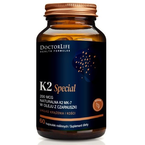 Doctor Life K2 Special 200mcg naturalna K2 MK-7 w oleju z czarnuszki suplement diety 60 kapsułek (P1)