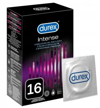 Durex Durex prezerwatywy Intense 16 szt z wypustkami prążkami żel stymulujący (P1)