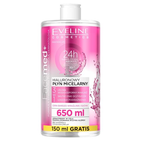 Eveline Cosmetics Facemed+ hialuronowy płyn micelarny 3w1 650ml (P1)