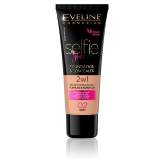 Eveline Cosmetics Selfie Time Foundation Concealer kryjąco-nawilżający pokład i korektor 02 Ivory 30ml (P1)