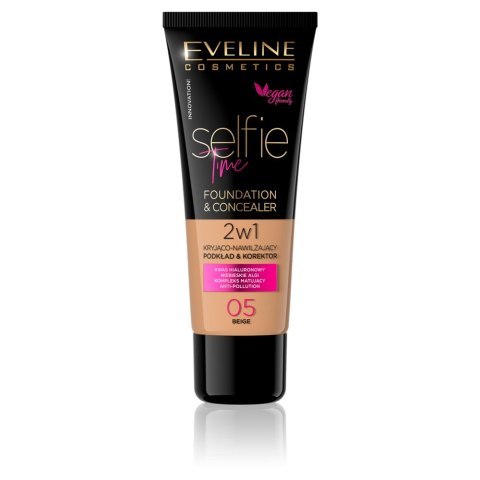 Eveline Cosmetics Selfie Time Foundation Concealer kryjąco-nawilżający pokład i korektor 05 Beige 30ml (P1)