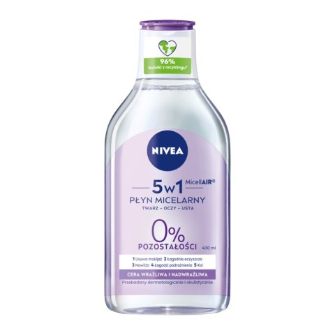 Nivea MicellAir Skin Breathe pielęgnujący płyn micelarny do cery wrażliwej i nadwrażliwej 400ml (P1)