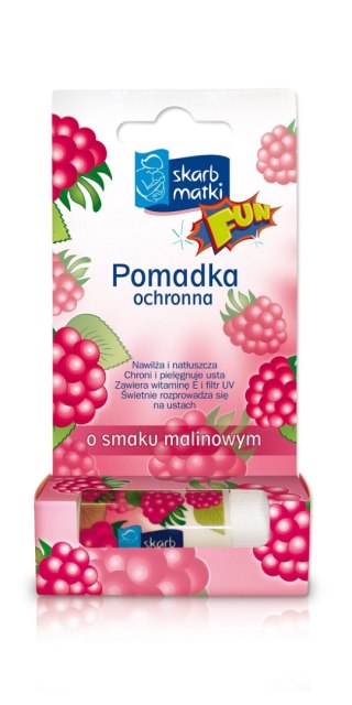 Skarb Matki Fun pomadka ochronna o smaku malinowym dla dzieci 6.5g (P1)